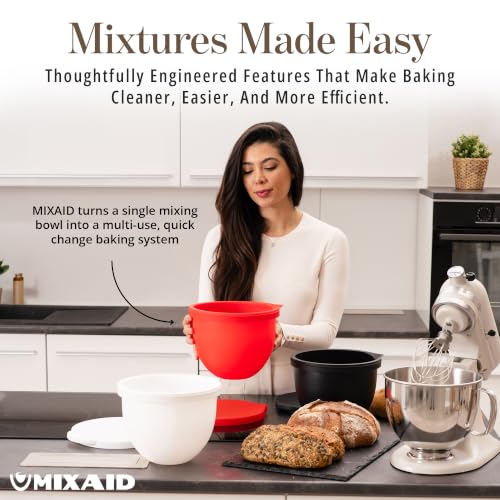 Silicone Bowl Liners for 5 Qt Tilt-Head Stand Mixers, 3-Piece Set with Lids