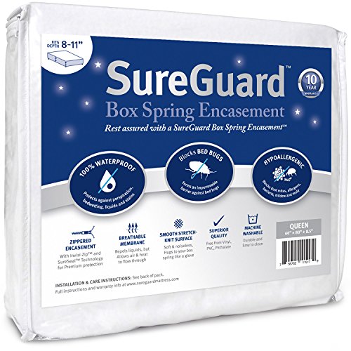 Queen Size Waterproof Box Spring Encasement - Bed Bug Proof & Hypoallergenic