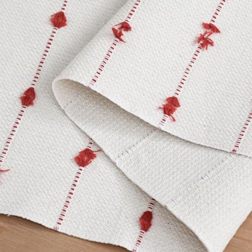 Artoid Mode Red Boho Farmhouse Cotton Table Runner, 12x72 Inch