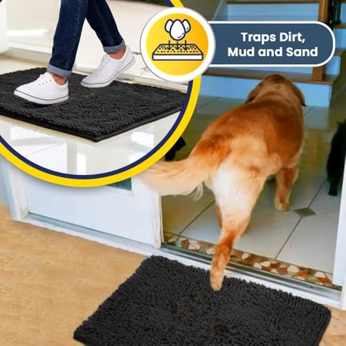 Muddy Mat Super Absorbent Door Mat Indoor Microfiber Chenille Charcoal 18"x28"