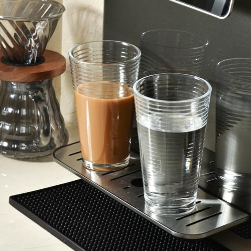 ALINK Ribbed 16oz Highball Glasses Set of 6 - Modern Drinkware for Cocktails & More