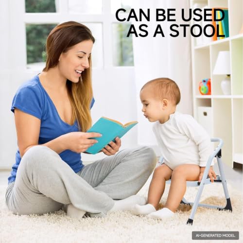 Foldable 1-Step Ladder Stool with Anti-Slip Wide Steps and Safety Handle