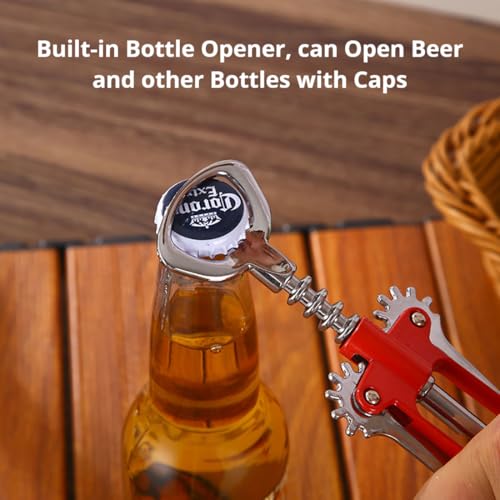 MiaoYfei Wing Corkscrew Wine Opener with Bottle Stopper - Premium Zinc Alloy, Easy-Open, Multi-Function Bar Tool