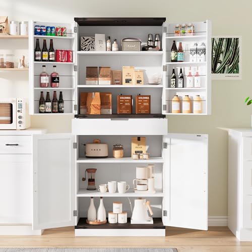 72-inch Kitchen Pantry Cabinet with Barn Doors and Adjustable Shelves