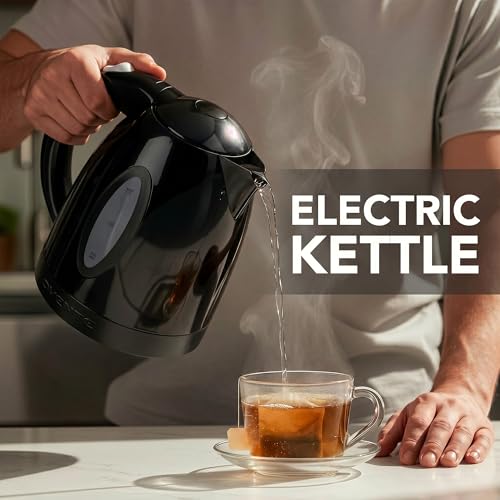 OVENTE 1.8 Quart Electric Tea Kettle - Fast Boil, Black, Model KP72B