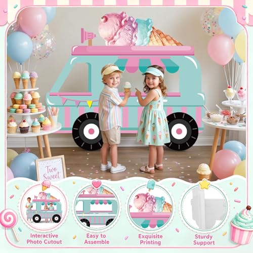 4.5ft Ice Cream Truck Cardboard Standee - Party Photo Booth Prop