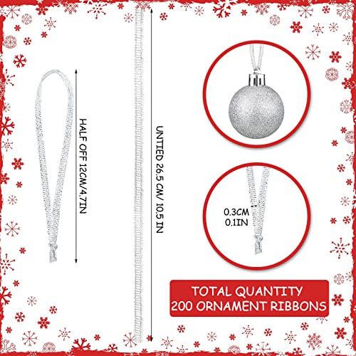 Silver Christmas Ornament Hangers 200 Pack 10.6in Holiday Tree Decorations