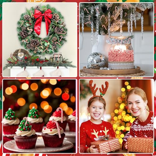 Kaiolbly Christmas Candy Cane Ornaments 50pcs - Mini Peppermint Vase Fillers, 46x18mm, Style A