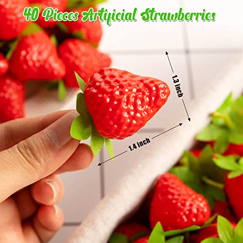 40 Pcs Artificial Plastic Strawberries - Realistic Decor for Home & Parties