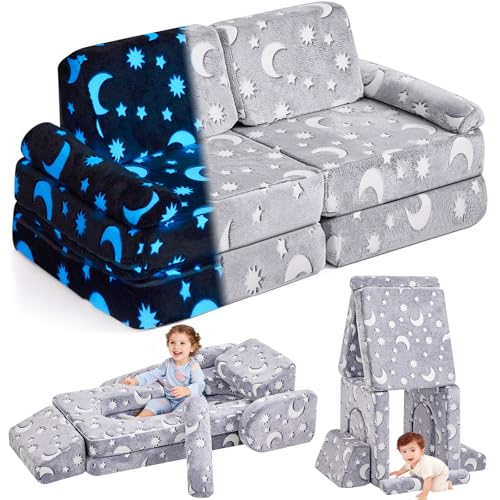 10-Piece Glow-in-the-Dark Modular Kids Play Couch for Toddlers
