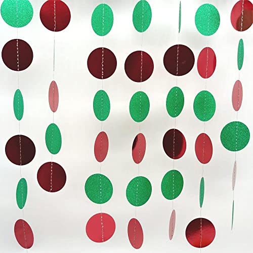 Red Green Dots Party Garland Banner - 2 Pack, 26 Feet Long for Weddings and Birthdays