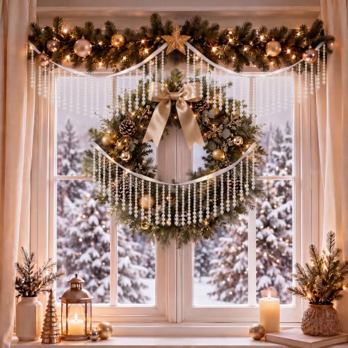 Civaner 6 ft Pearl Bead Garland for Christmas Tree and Home Decor