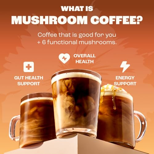 RYZE Organic Mushroom Coffee - Adaptogenic Medium Roast with 6 Superfood Mushrooms, 30 Servings