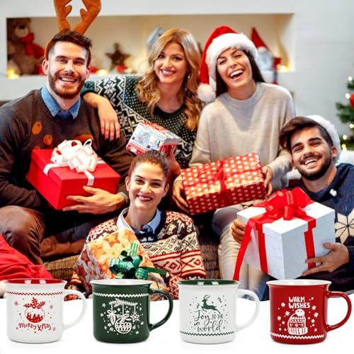 YHRJWN Christmas Mugs, Mugs Set of 4, Xmas Gifts for Women Men,