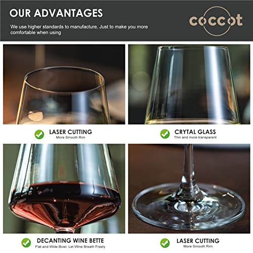 Premium Crystal Wine Glasses Set of 6 - 18.5oz Lead-Free Stemware