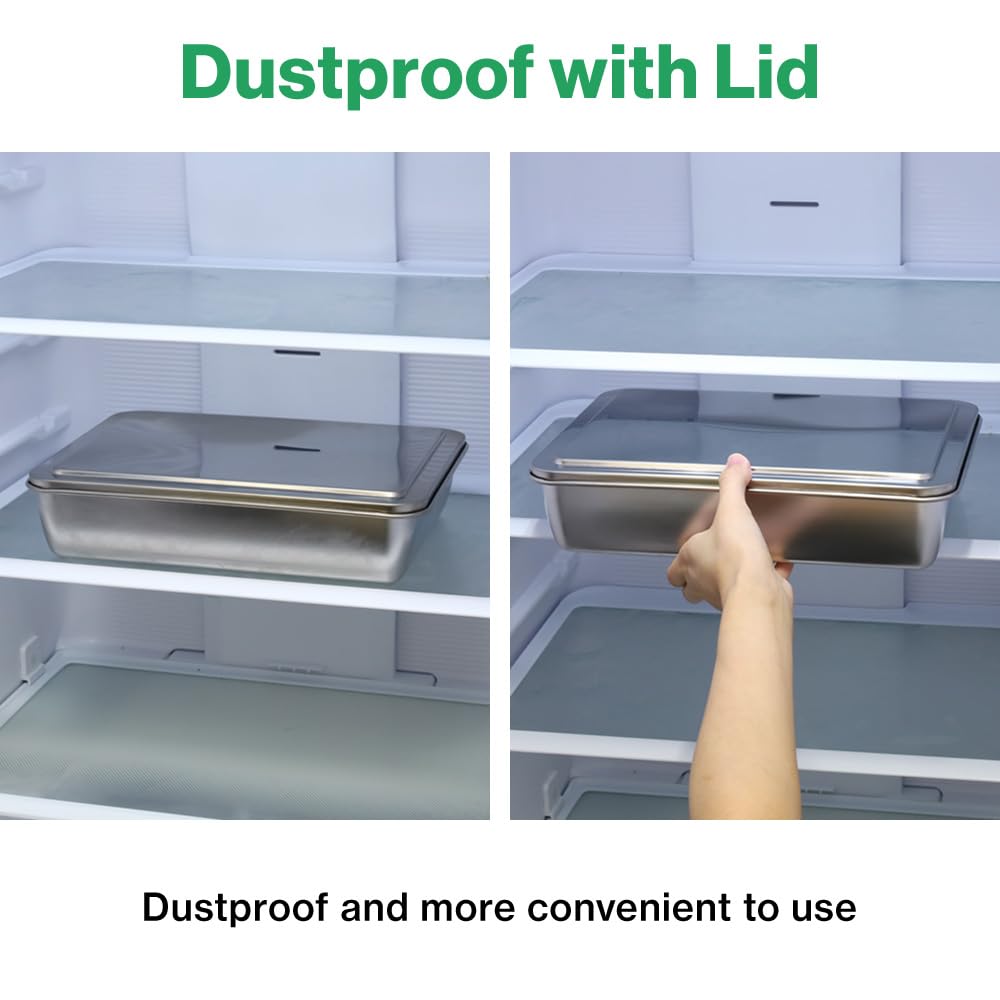 Japard Stainless Steel Seasoning Box with Lid, Food Storage Container with Tray Spice Organizer Jars, 6 Grids Spice Salt Sugar, Kitchen Utensils