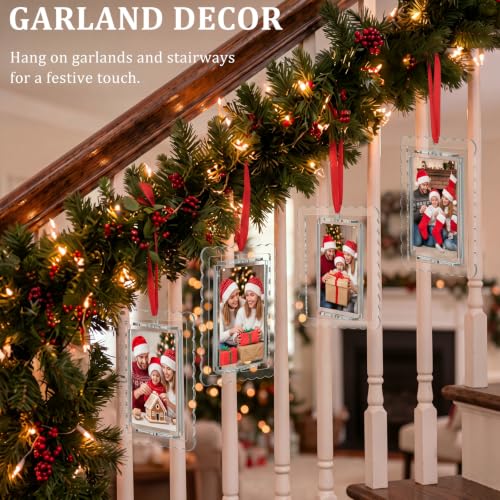 Fuutreo Wave 2x3 Inch Christmas Spinning Photo Frame Acrylic Ornament Set