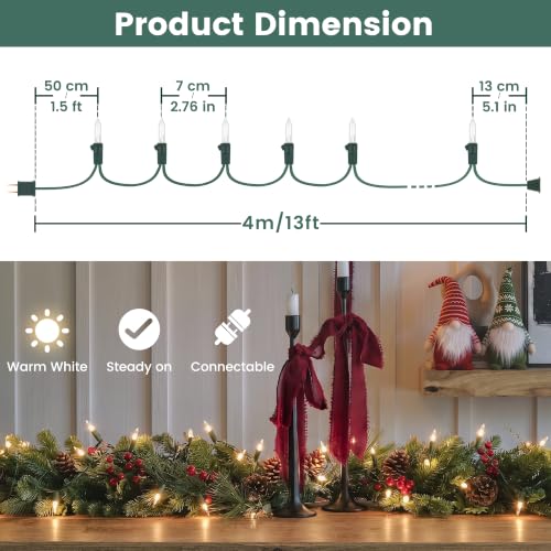 HEYFUNi 2-Pack Warm White Christmas String Lights 11.5ft with Green Wire - End-to-End Connectable, Indoor & Outdoor
