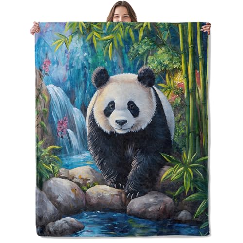 Lugiu Panda Blanket 80x60in - Soft Plush Cozy Faux Fur Throw for Couch & Bedroom