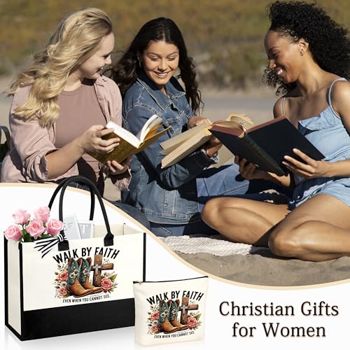 Christian Gifts for Women Tote & Make Up Bag Set - Birthday & Friendship Gifts