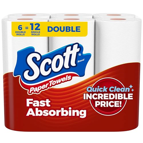 Scott Paper Towels, Choose-A-Sheet, 6 Double Rolls, 108 Sheets Per