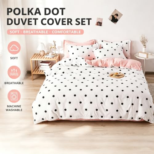 Polka Dot Duvet Cover Set - Black and White Minimalist Bedding