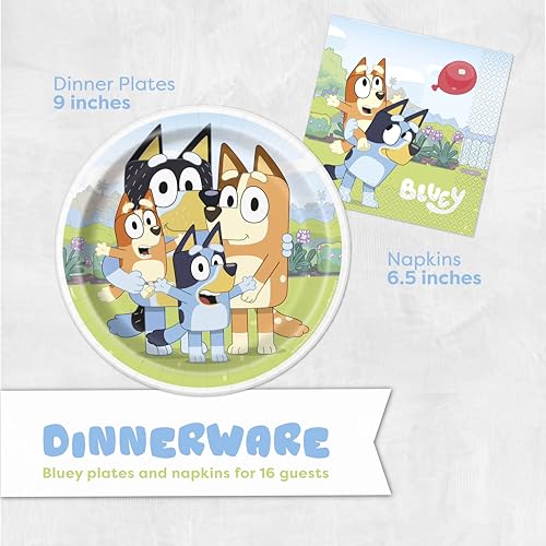 Animated Dog Birthday Party Supplies Kit for 16 Guests with Tableware