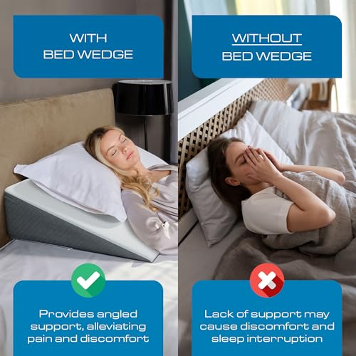 Extra Wide Bed Wedge Pillow - 7.5 Inch Memory Foam with Jacquard Cover