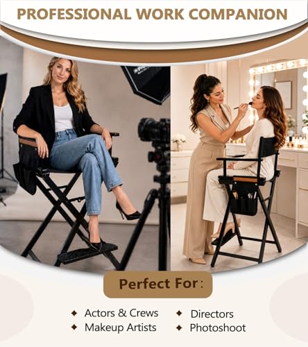 30-Inch Extra Tall Folding Director Chair, Lightweight Makeup Artist Chair
