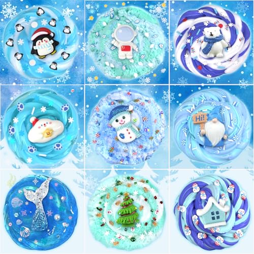 LAWOHO Blue 12 Pack Slime Advent Calendar 24 Days Kids Holiday Gift