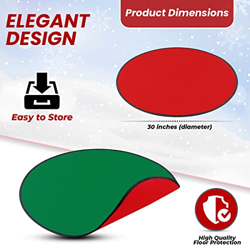 Reversible Christmas Tree Stand Mat - Waterproof Floor Protector in Red & Green - 30 Inch