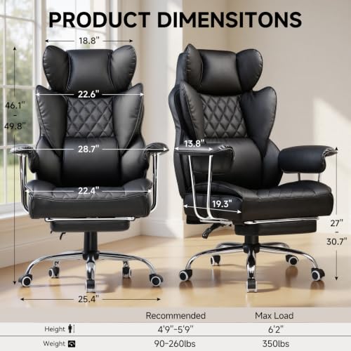 Ergonomic High-Back Executive Office Chair with Footrest and Lumbar Support