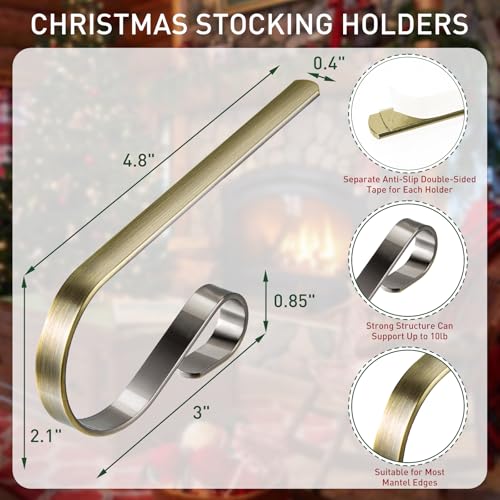 Adjustable Metal Christmas Stocking Holders for Fireplace Mantel, 6 Pack