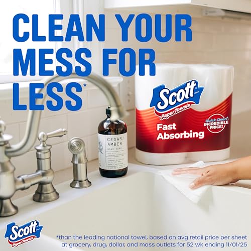 Scott Paper Towels, Choose-A-Sheet, 6 Double Rolls, 108 Sheets Per