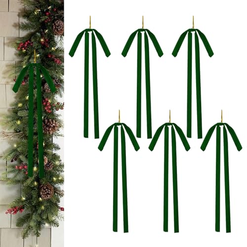 Dark Green Velvet Christmas Bow Set 23.6x15.7 Inches Holiday Decor