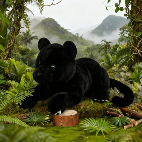 MorisMos Cool Panther 30" Giant Black Panther Plush Pillow – Realistic Baby to Adult Safari Decor