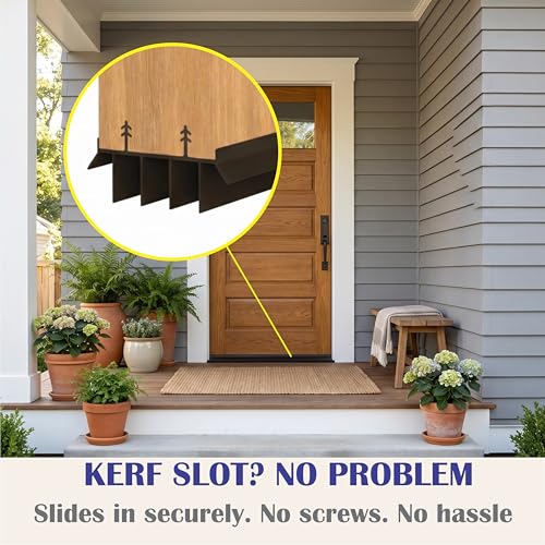 36-Inch Kerf Exterior Door Sweep Seal with Vinyl Fins - 2 Pack, Brown