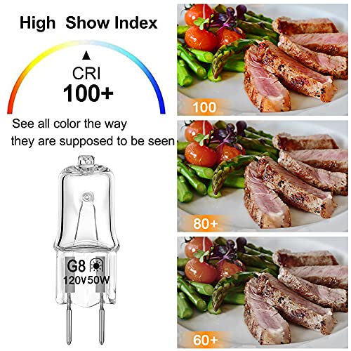 G8 Halogen Microwave Light Bulb 120V 50W, 4 Pack - Warm White