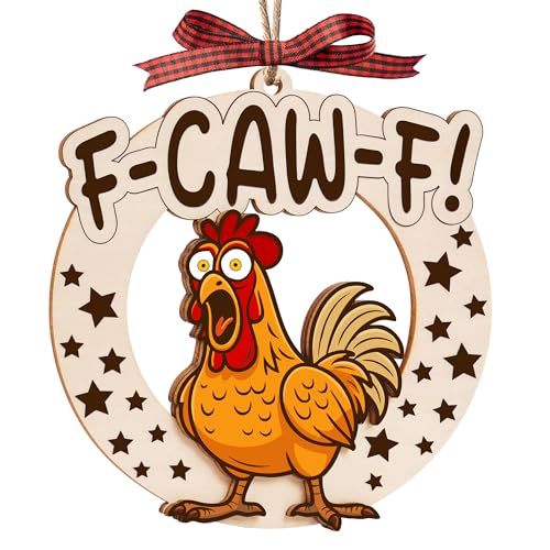 Funny Chicken Christmas Ornament - Wooden Farm Animal Holiday Decor