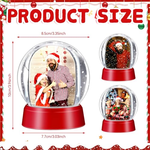 Wettarn 48 Pcs Christmas Photo Snow Globes DIY Craft Kit in Red