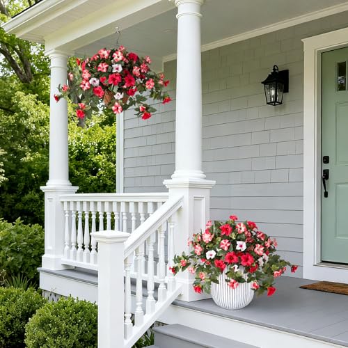 2PCS Lifelike Artificial Petunia Flowers - UV Resistant Faux Silk for Outdoor Decor
