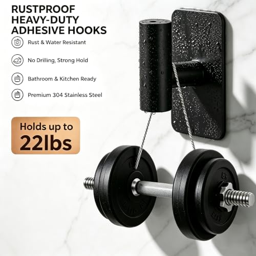 Adhesive Towel Hooks, Heavy Duty Stainless Steel Wall Hooks (3 Pack)