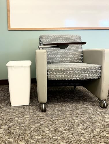 9 Gallon Rectangular Plastic Trash Can, White Under Counter Waste Basket