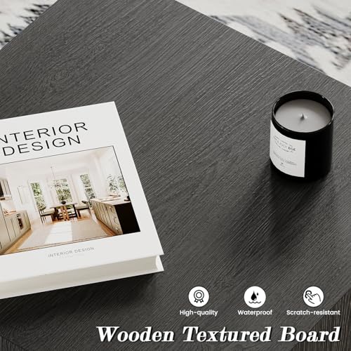 Modern Nesting Coffee Table Set of 2, Wood Grain Minimalist Side Tables