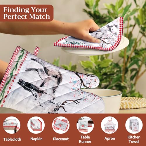 Maison d' Herm ine Pot Holders 8" x 8" Cotton, Pack of 1 — Rural Christmas 079