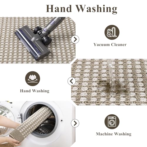 2x6 ft Laundry Room Runner Rug, Non-Slip Washable Kitchen Floor Mat Beige