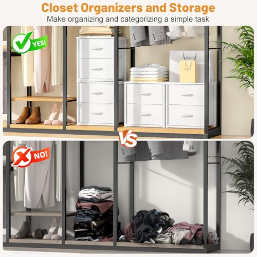 Stackable Storage Drawers 4-Pack Closet Organizer with Wood Top