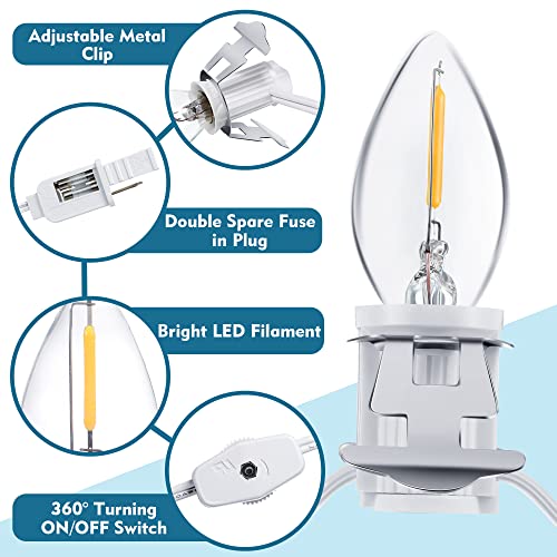 Leelosp Christmas Village Light Cord with 6 LED Bulbs, 11.5 ft C7 Lamp w/ On-Off Switch - 1 Pack