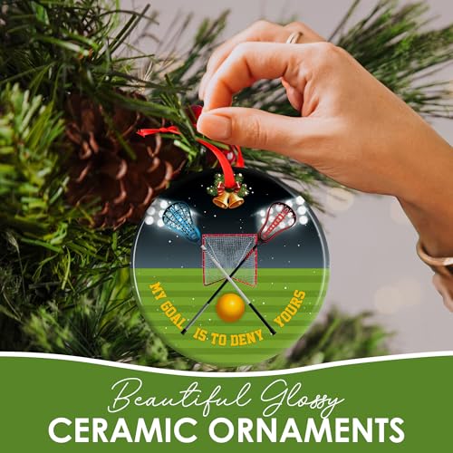 Lacrosse Goalie Ornament 2024 - My Goal Is To Deny Yours, Ceramic Christmas Decoration