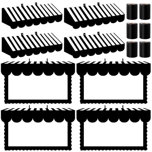 Black Striped Classroom Awning and Bulletin Board Border Trim Set
